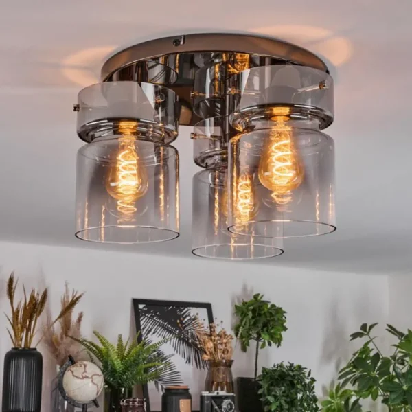 hofstein Hasvik Plafonnier, Spot de plafond Chrome, Noir, 3 lumières* Lampes Modernes