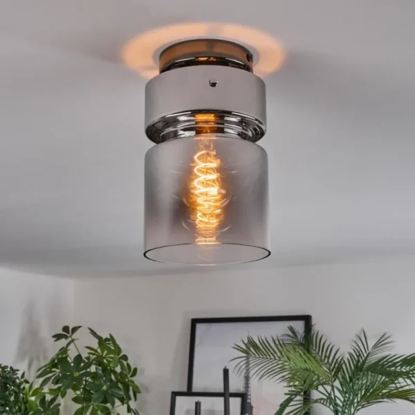 hofstein Hasvik Plafonnier, Spot de plafond Chrome, Fumée, 1 lumière* Lampes Modernes