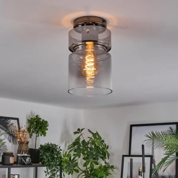 hofstein Hasvik Plafonnier, Spot de plafond Chrome, Fumée, 1 lumière* Lampes Modernes