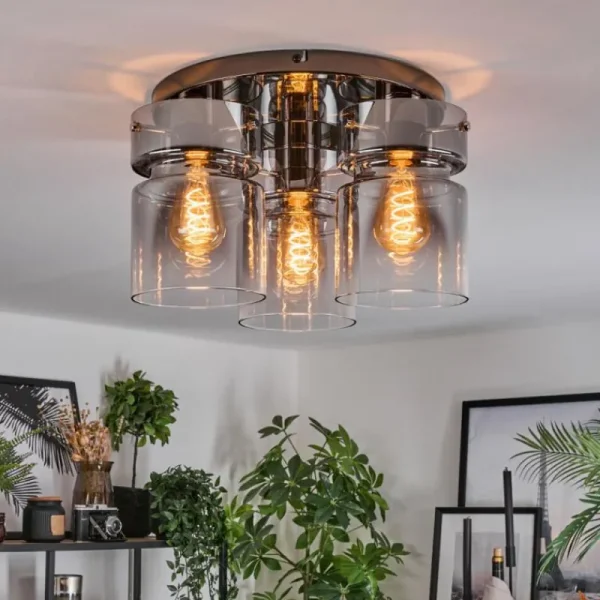 hofstein Hasvik Plafonnier, Spot de plafond Chrome, Noir, 3 lumières* Lampes Modernes