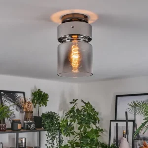 hofstein Hasvik Plafonnier, Spot de plafond Chrome, Fumée, 1 lumière* Lampes Modernes