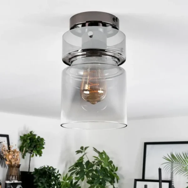hofstein Hasvik Plafonnier, Spot de plafond Chrome, Fumée, 1 lumière* Lampes Modernes