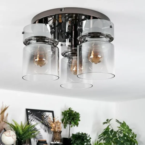 hofstein Hasvik Plafonnier, Spot de plafond Chrome, Noir, 3 lumières* Lampes Modernes