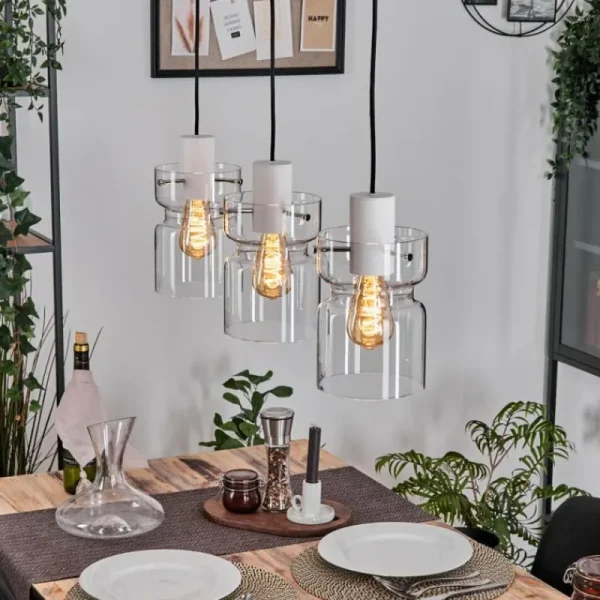 hofstein Hasvik Suspension, Suspension Blanc, 3 lumières* Lampes En Verre