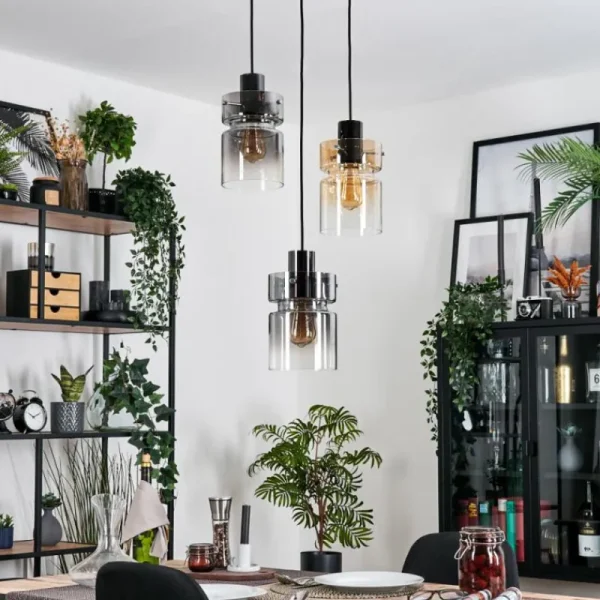 hofstein Hasvik Suspension, Suspension Chrome, Noir, 3 lumières* Lampes Modernes