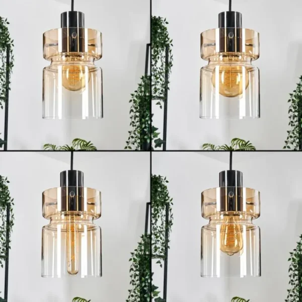 hofstein Hasvik Suspension, Suspension Noir, 5 lumières* Lampes En Verre