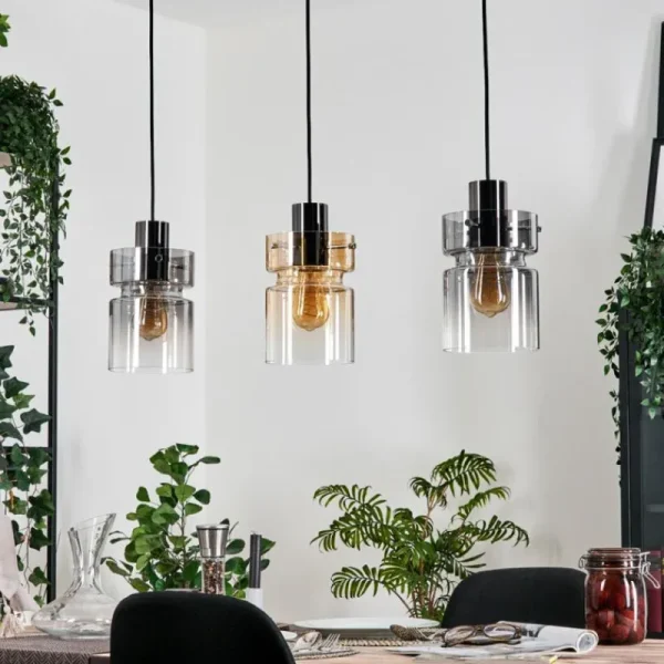 hofstein Hasvik Suspension, Suspension Chrome, Noir, 3 lumières* Lampes Modernes