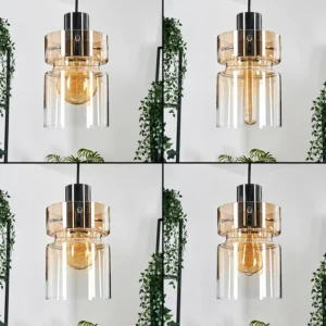 hofstein Hasvik Suspension, Suspension Chrome, Noir, 5 lumières* Lampes En Verre