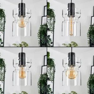 hofstein Hasvik Suspension, Suspension Chrome, Noir, 5 lumières* Lampes En Verre