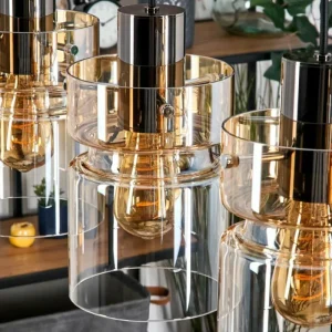hofstein Hasvik Suspension, Suspension Noir, 5 lumières* Lampes En Verre