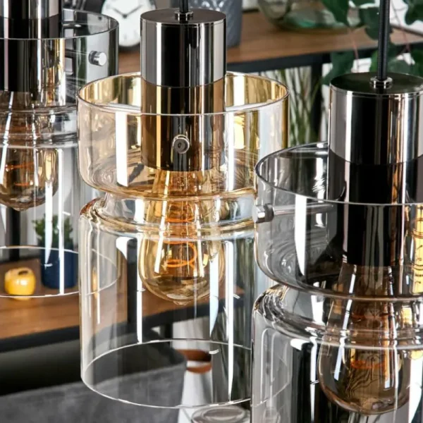 hofstein Hasvik Suspension, Suspension Chrome, Noir, 3 lumières* Lampes Modernes