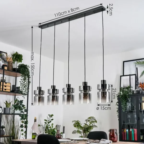 hofstein Hasvik Suspension, Suspension Noir, 5 lumières* Lampes Modernes