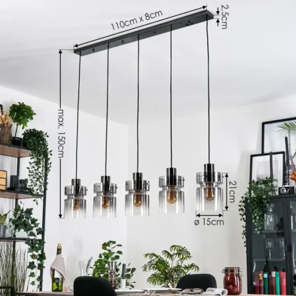 hofstein Hasvik Suspension, Suspension Noir, 5 lumières* Lampes Modernes