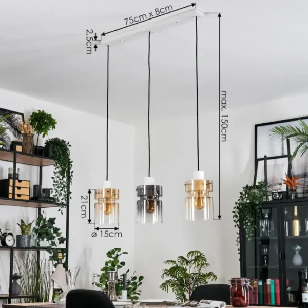 hofstein Hasvik Suspension, Suspension Blanc, 3 lumières* Lampes Modernes