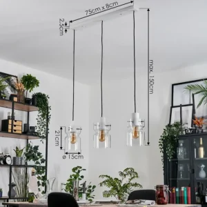 hofstein Hasvik Suspension, Suspension Blanc, 3 lumières* Lampes En Verre
