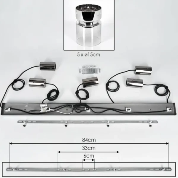 hofstein Hasvik Suspension, Suspension Noir, 5 lumières* Lampes Modernes