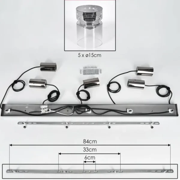 hofstein Hasvik Suspension, Suspension Noir, 5 lumières* Lampes Modernes