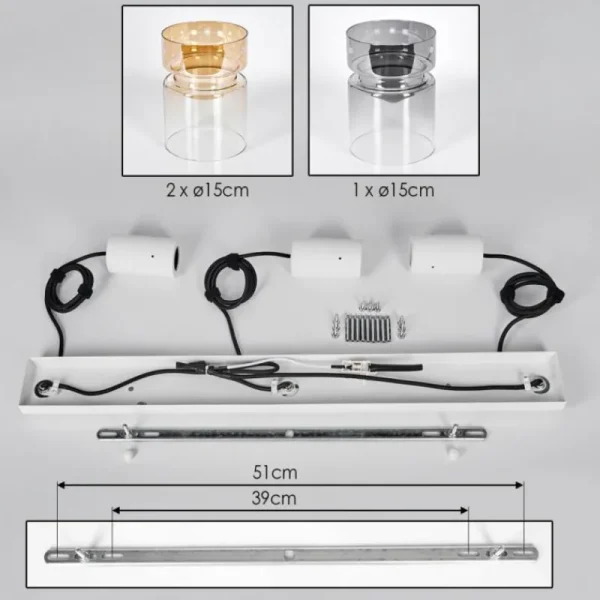 hofstein Hasvik Suspension, Suspension Blanc, 3 lumières* Lampes Modernes