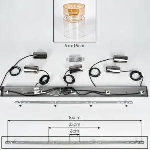hofstein Hasvik Suspension, Suspension Noir, 5 lumières* Lampes En Verre