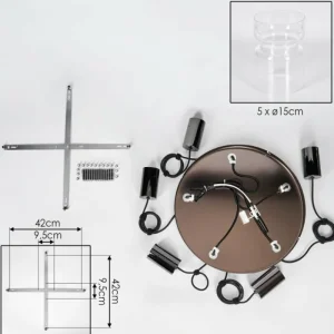 hofstein Hasvik Suspension, Suspension Chrome, Noir, 5 lumières* Lampes En Verre