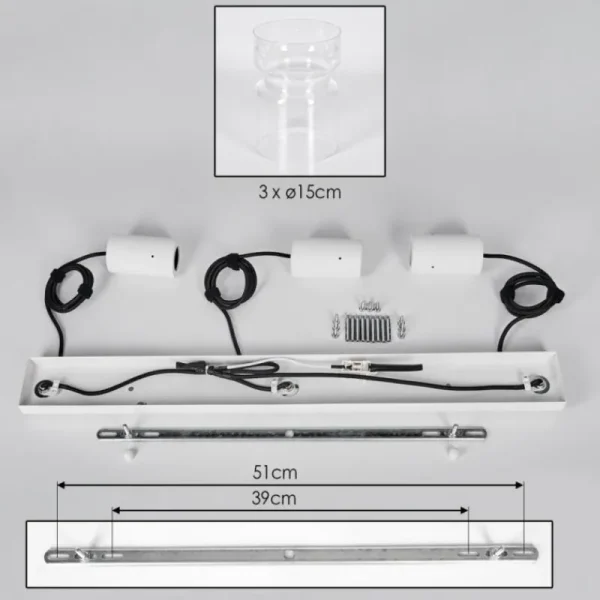 hofstein Hasvik Suspension, Suspension Blanc, 3 lumières* Lampes En Verre