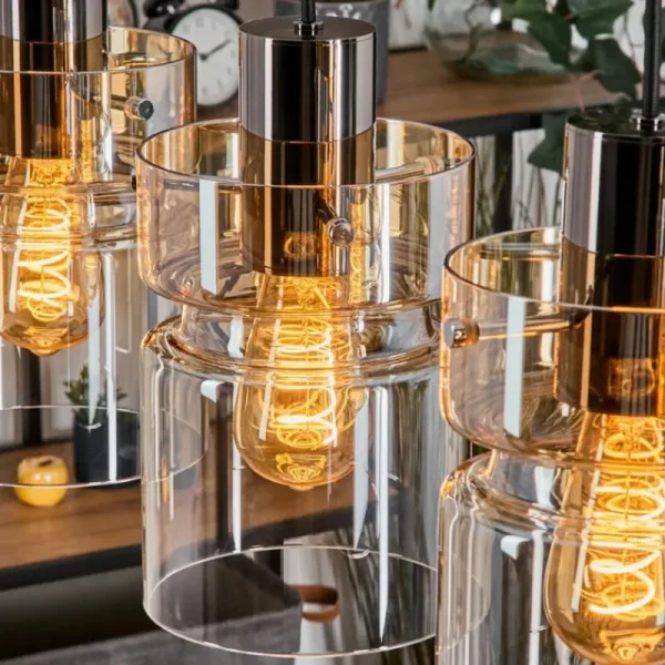 hofstein Hasvik Suspension, Suspension Noir, 5 lumières* Lampes En Verre