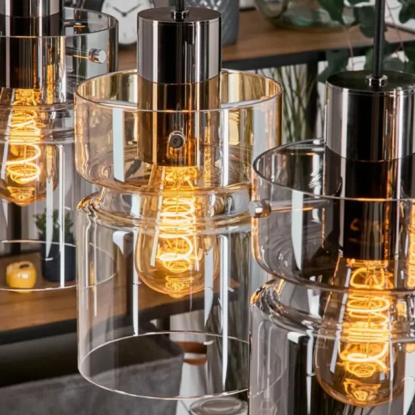 hofstein Hasvik Suspension, Suspension Chrome, Noir, 3 lumières* Lampes Modernes