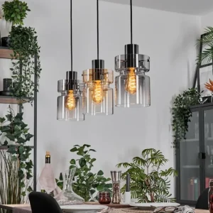 hofstein Hasvik Suspension, Suspension Chrome, Noir, 3 lumières* Lampes Modernes