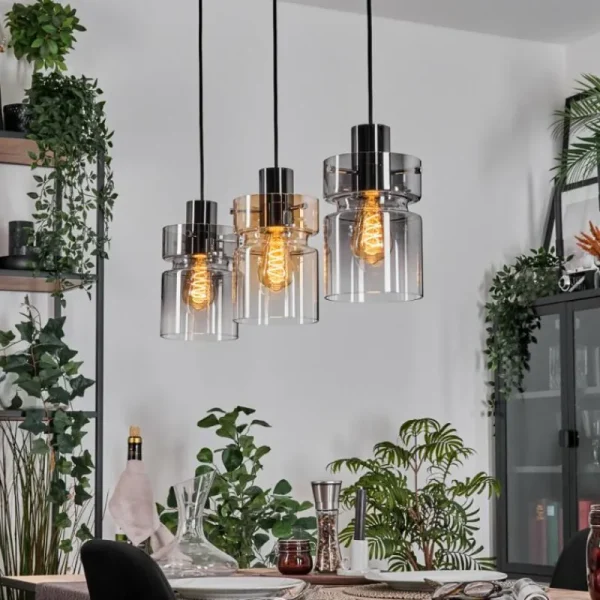 hofstein Hasvik Suspension, Suspension Chrome, Noir, 3 lumières* Lampes Modernes