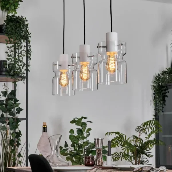 hofstein Hasvik Suspension, Suspension Blanc, 3 lumières* Lampes En Verre