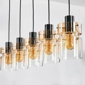 hofstein Hasvik Suspension, Suspension Noir, 5 lumières* Lampes En Verre