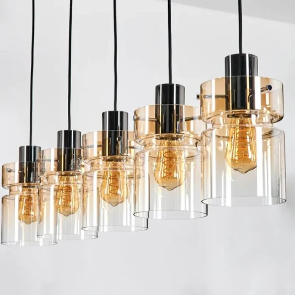 hofstein Hasvik Suspension, Suspension Noir, 5 lumières* Lampes En Verre