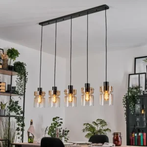 hofstein Hasvik Suspension, Suspension Noir, 5 lumières* Lampes En Verre
