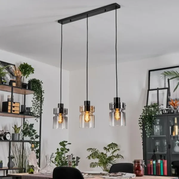 hofstein Hasvik Suspension, Suspension Chrome, Noir, 3 lumières* Lampes Modernes