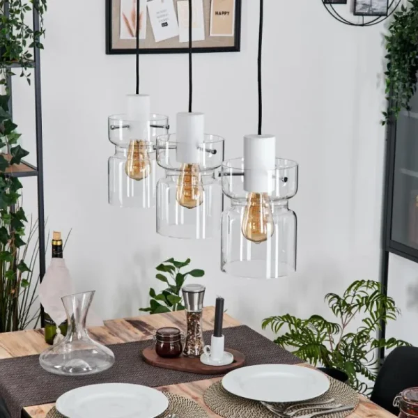 hofstein Hasvik Suspension, Suspension Blanc, 3 lumières* Lampes En Verre