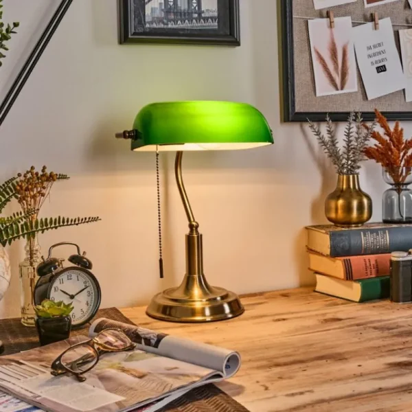 hofstein Havsta Lampe de bureau, Lampe à poser Vieux laiton, 1 lumière* Lampes En Verre