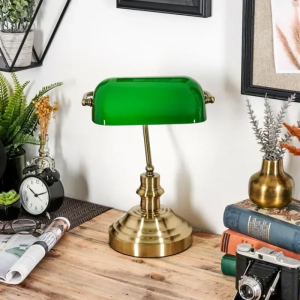 hofstein Havsta Lampe de bureau, Lampe à poser Laiton, 1 lumière* Lampes En Verre