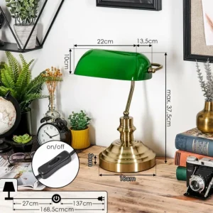hofstein Havsta Lampe de bureau, Lampe à poser Laiton, 1 lumière* Lampes En Verre