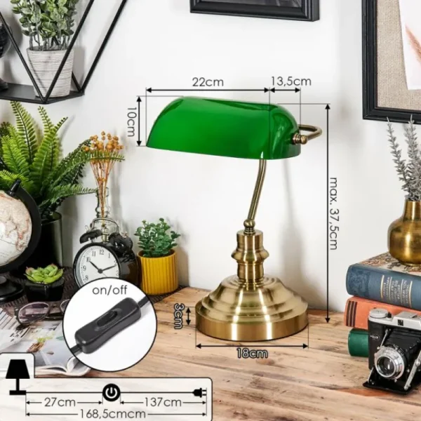 hofstein Havsta Lampe de bureau, Lampe à poser Laiton, 1 lumière* Lampes En Verre