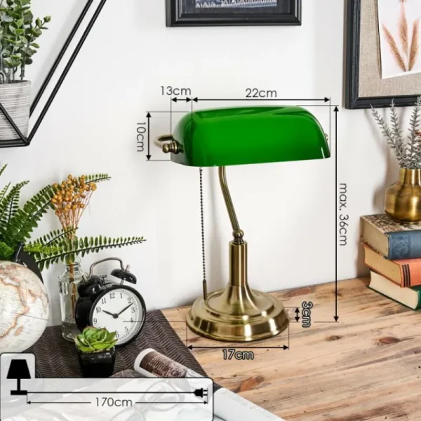 hofstein Havsta Lampe de bureau, Lampe à poser Vieux laiton, 1 lumière* Lampes En Verre