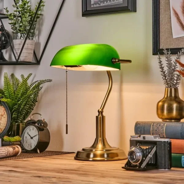 hofstein Havsta Lampe de bureau, Lampe à poser Vieux laiton, 1 lumière* Lampes En Verre