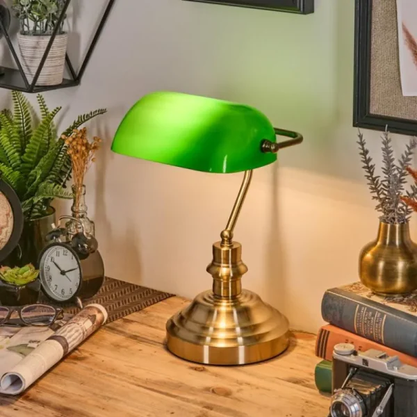 hofstein Havsta Lampe de bureau, Lampe à poser Laiton, 1 lumière* Lampes En Verre