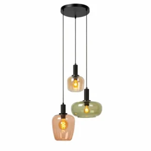 Luminaires Lucide ILONA Suspension Noir, 3 lumières* Lampes En Verre