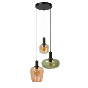 Luminaires Lucide ILONA Suspension Noir, 3 lumières* Lampes En Verre