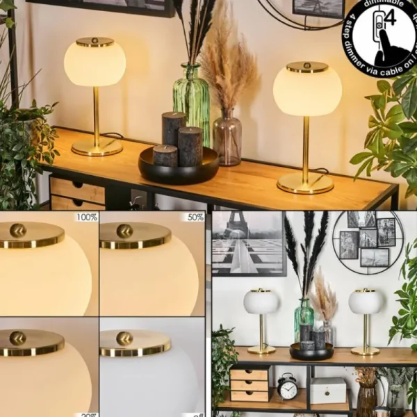hofstein Izenave Lampe à poser, Liseuse LED Or, 1 lumière* Lampes En Verre