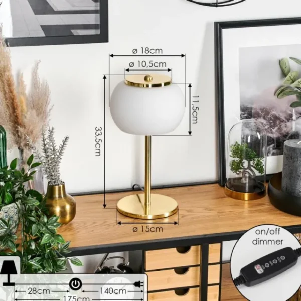 hofstein Izenave Lampe à poser, Liseuse LED Or, 1 lumière* Lampes En Verre
