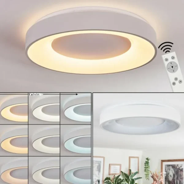 hofstein Joren Plafonnier, Panel LED Blanc, 1 lumière, Télécommandes* Lampes Modernes