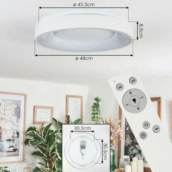 hofstein Joren Plafonnier, Panel LED Blanc, 1 lumière, Télécommandes* Lampes Modernes