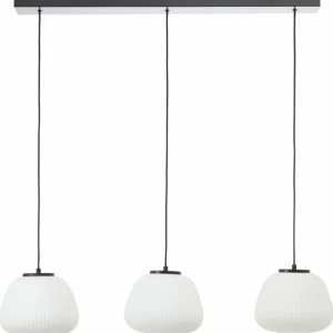 Luminaires Brilliant Kaizen Suspension Noir, 3 lumières* Lampes En Verre