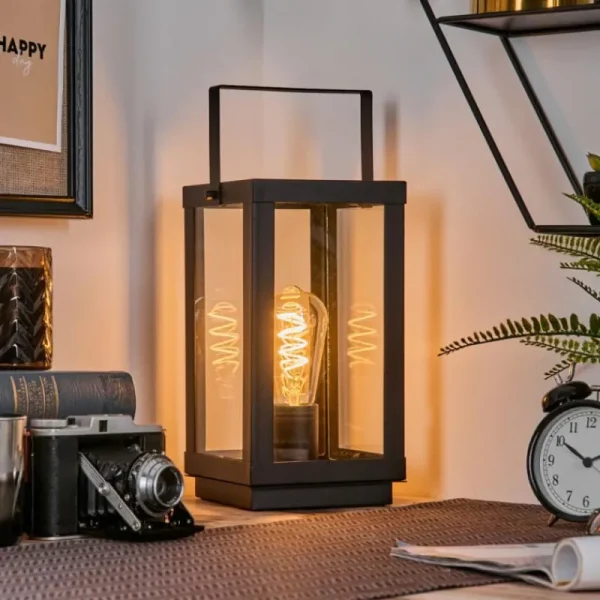 hofstein Karan Lampe à poser Noir, 1 lumière* Lampes En Verre